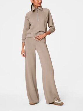 SPANX S cropped sweatshirt M Wide-Leg Drawstring Pants - Mauve Taupe